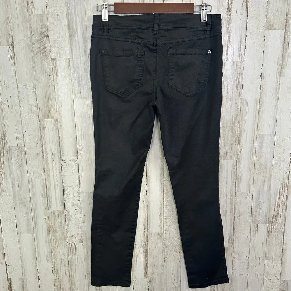 Inc Womens Jeans Sz 4P Black Low Rise Distressed Skinny Grunge Goth Punk VGUC
